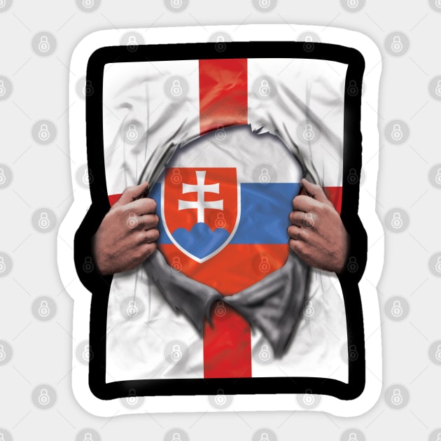 Slovakia Flag English Flag Ripped Open - Gift for Slovakian From Slovakia Sticker by Country Flags